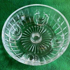 L. E. Glass Crystal 5 Candle Holder Dish Vintage